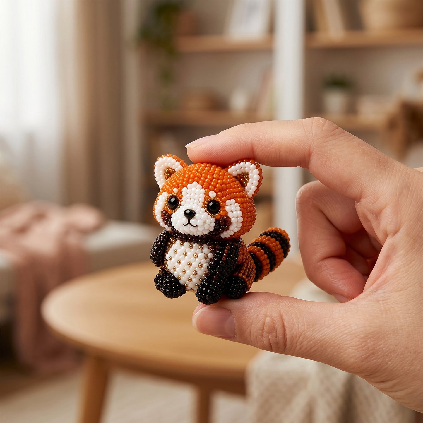 Cute 3D Animal Bead Craft Set with Colorful Beads & Instructions Animals Beadwork Crafts Kits Handmade Jewelry Art Beaded Kit for Beginners & Craft Enthusiasts (Raccoon)