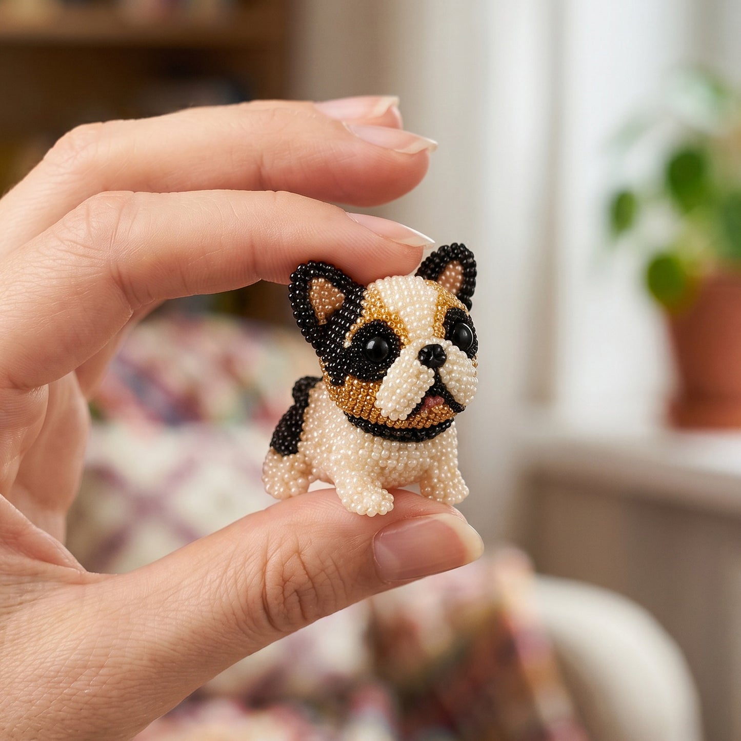 Cute 3D Animal Bead Craft Set with Colorful Beads & Instructions Animals Beadwork Crafts Kits Handmade Jewelry Art Beaded Kit for Beginners & Craft Enthusiasts (Puppy 1)