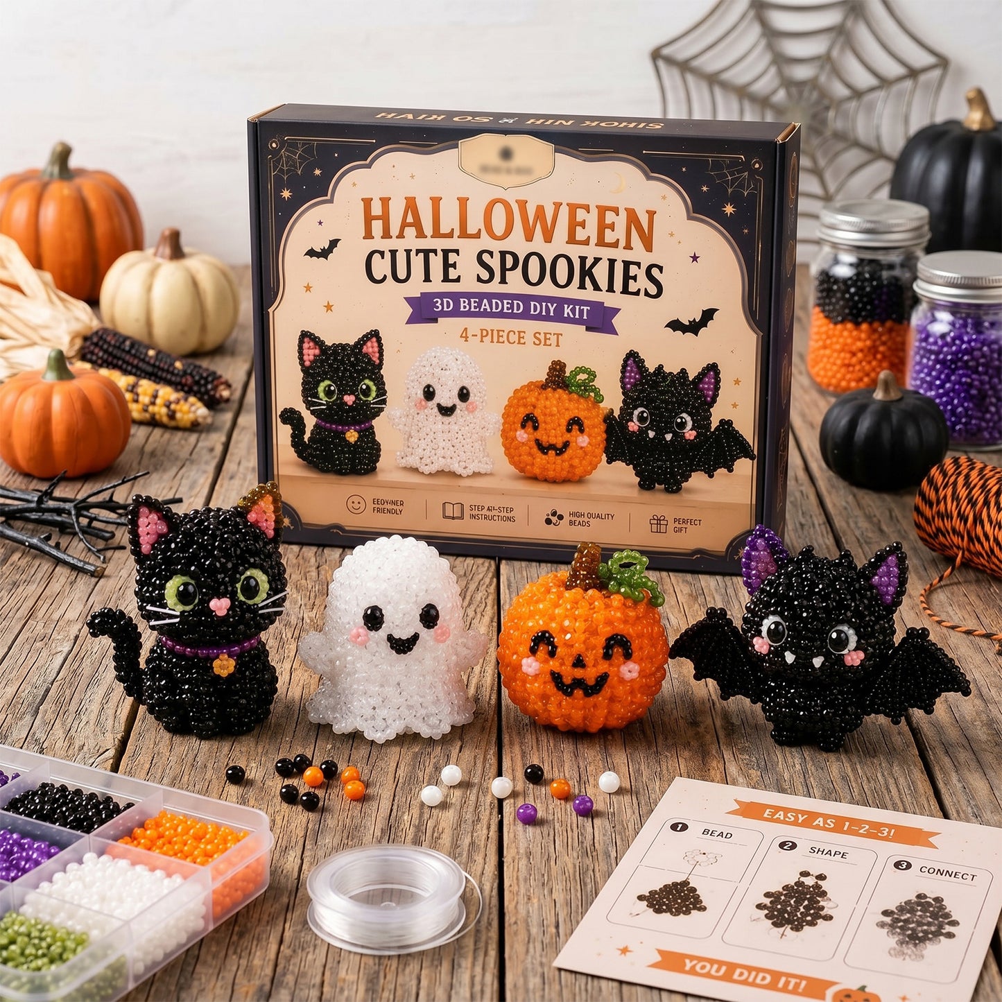 Cute 3D Animal Bead Craft Set with Colorful Beads & Instructions Animals Beadwork Crafts Kits Handmade Jewelry Art Beaded Kit for Beginners & Craft Enthusiasts (Set-K)