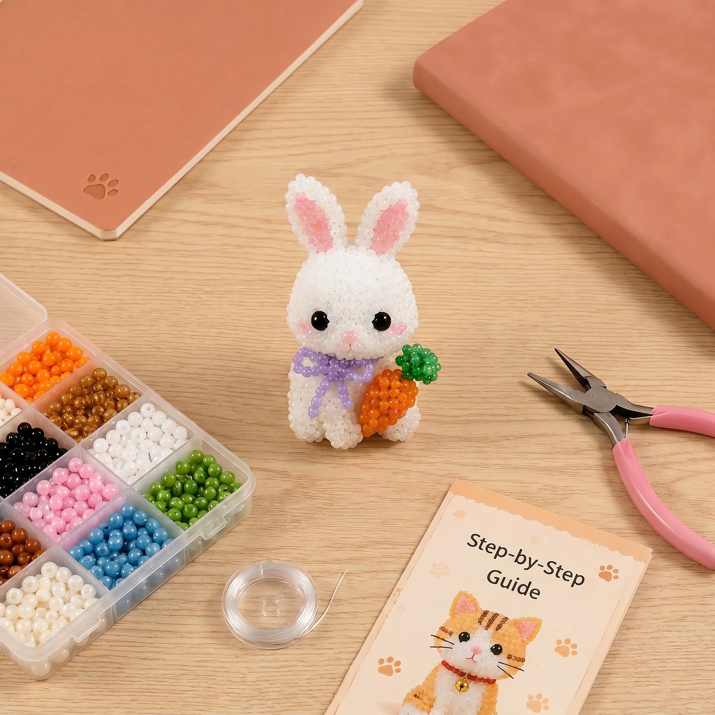 Pet Lovers DIY 3D Animals Bead Embroidery Kits Complete Accessories Cute Bead Craft Animal Set for Crafting Enthusiasts Girls Women Teens Adults
