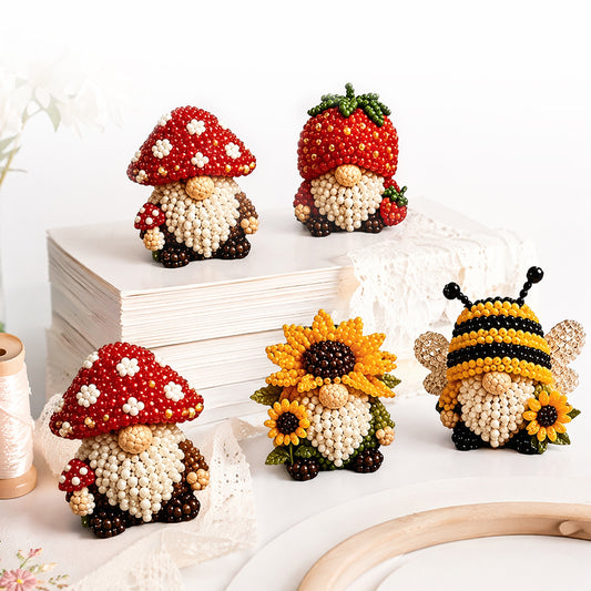 DIY Gnome Handmade Bead Art Set with Full Materials & Instructions Cute Dwarf Bead Craft Set Multi-Purpose Gnome Designs Beading Kit for Beginners & Craft Enthusiasts (Multicolor 1)