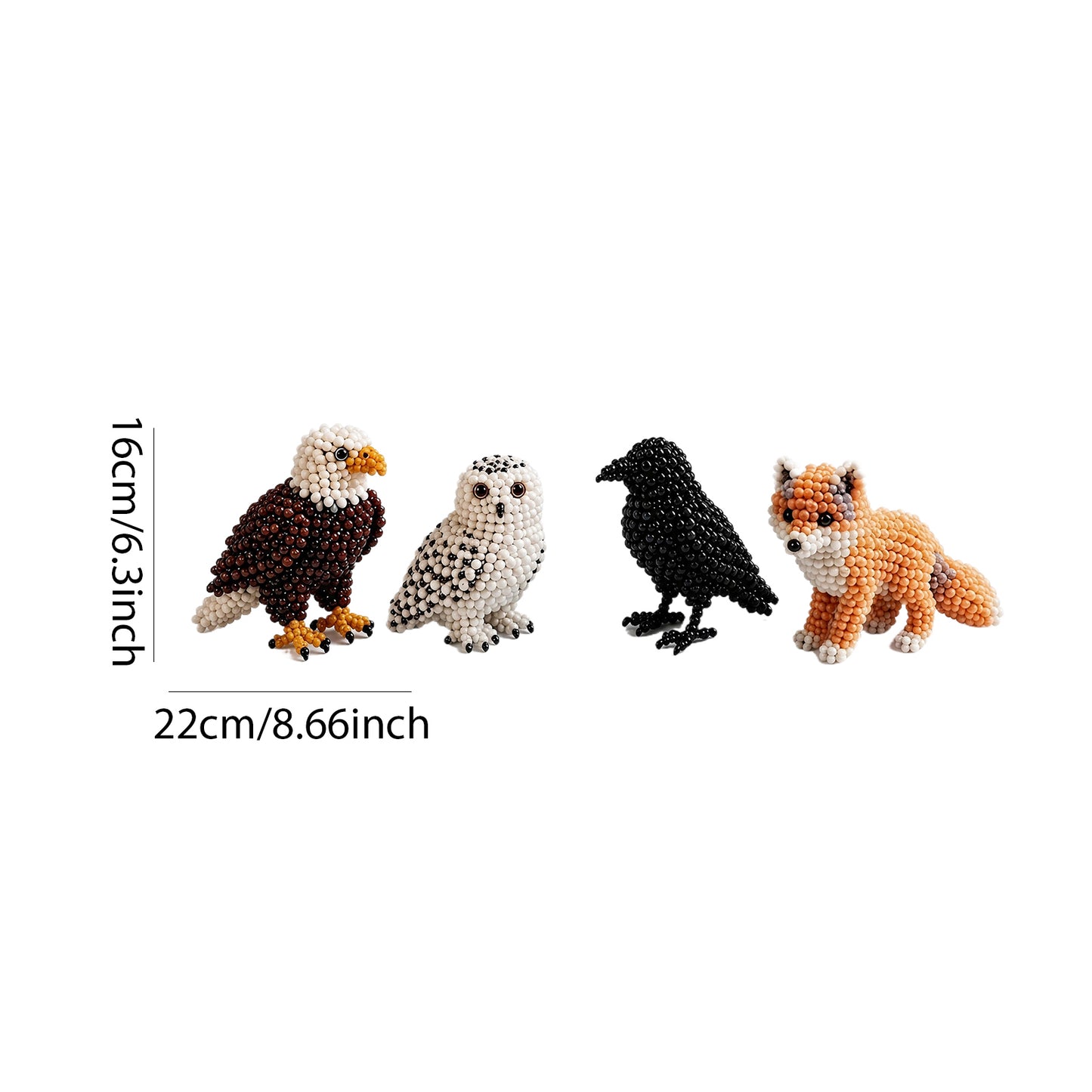 4-Pack 3D DIY Beaded Animal DIY Kit with Instructions Cute Handmade Bead Art Set Bead Animal Making Kit Creative DIY Decoration Gifts for Beginner(B)