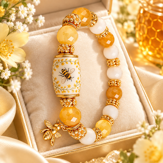 Colored Spring Blessings Bracelet Inspirational Charm Beads Bracelet for Strength Hope and Joy Jewelry Gift for Women Mom (Yellow Bee)