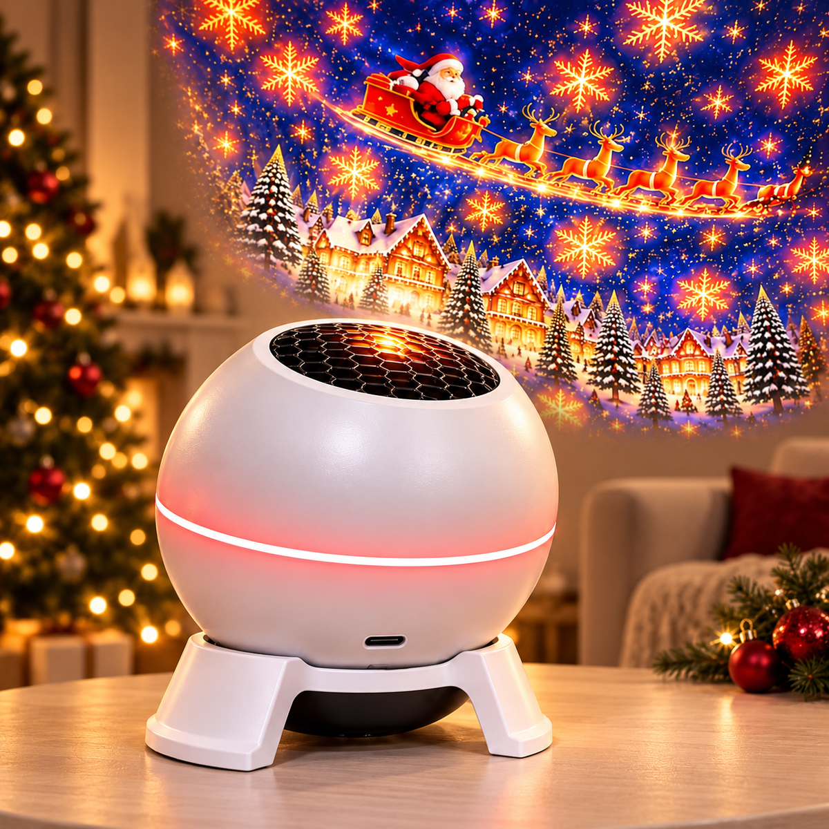 Christmas Projector Light – USB Indoor Holiday Night Light