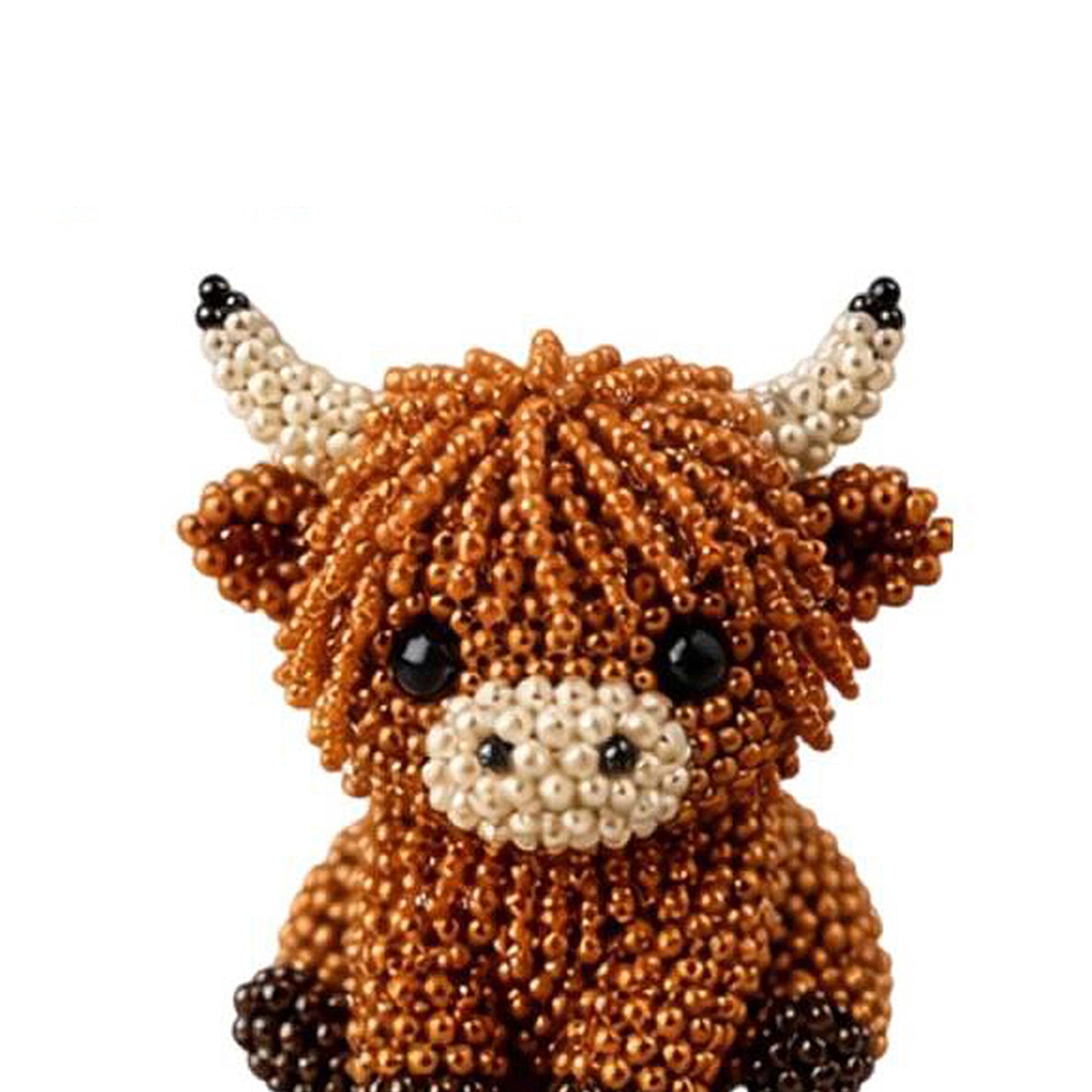 Cute 3D Animal Bead Craft Set with Colorful Beads & Instructions Animals Beadwork Crafts Kits Handmade Jewelry Art Beaded Kit for Beginners & Craft Enthusiasts (Highland Cow)