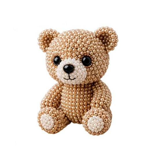 Cute 3D Animal Bead Craft Set with Colorful Beads & Instructions Animals Beadwork Crafts Kits Handmade Jewelry Art Beaded Kit for Beginners & Craft Enthusiasts (Bear)