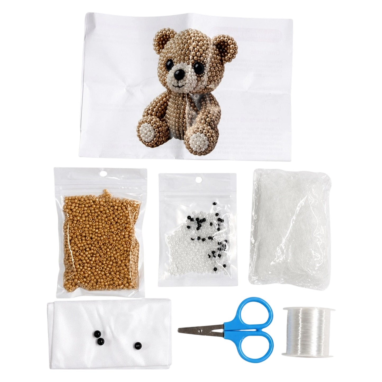 Cute 3D Animal Bead Craft Set with Colorful Beads & Instructions Animals Beadwork Crafts Kits Handmade Jewelry Art Beaded Kit for Beginners & Craft Enthusiasts (Bear)