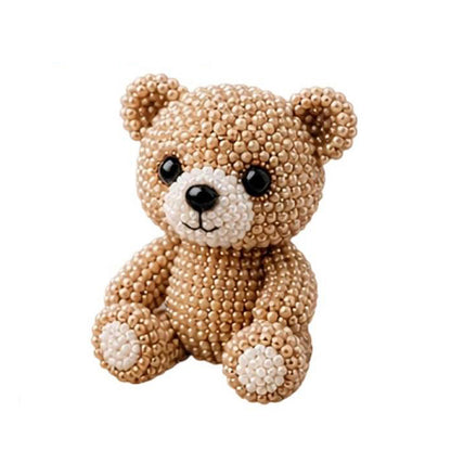 Cute 3D Animal Bead Craft Set with Colorful Beads & Instructions Animals Beadwork Crafts Kits Handmade Jewelry Art Beaded Kit for Beginners & Craft Enthusiasts (Bear)
