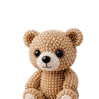 Cute 3D Animal Bead Craft Set with Colorful Beads & Instructions Animals Beadwork Crafts Kits Handmade Jewelry Art Beaded Kit for Beginners & Craft Enthusiasts (Bear)