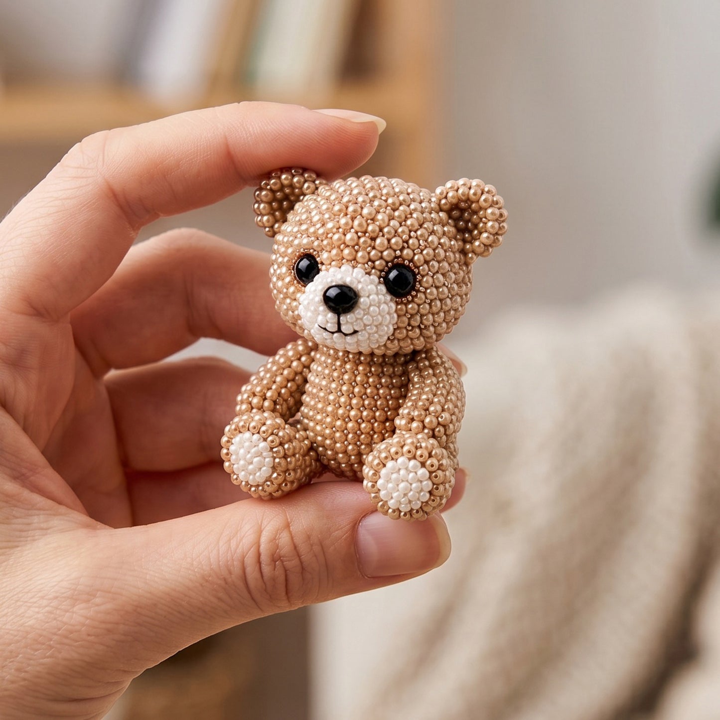 Cute 3D Animal Bead Craft Set with Colorful Beads & Instructions Animals Beadwork Crafts Kits Handmade Jewelry Art Beaded Kit for Beginners & Craft Enthusiasts (Bear)