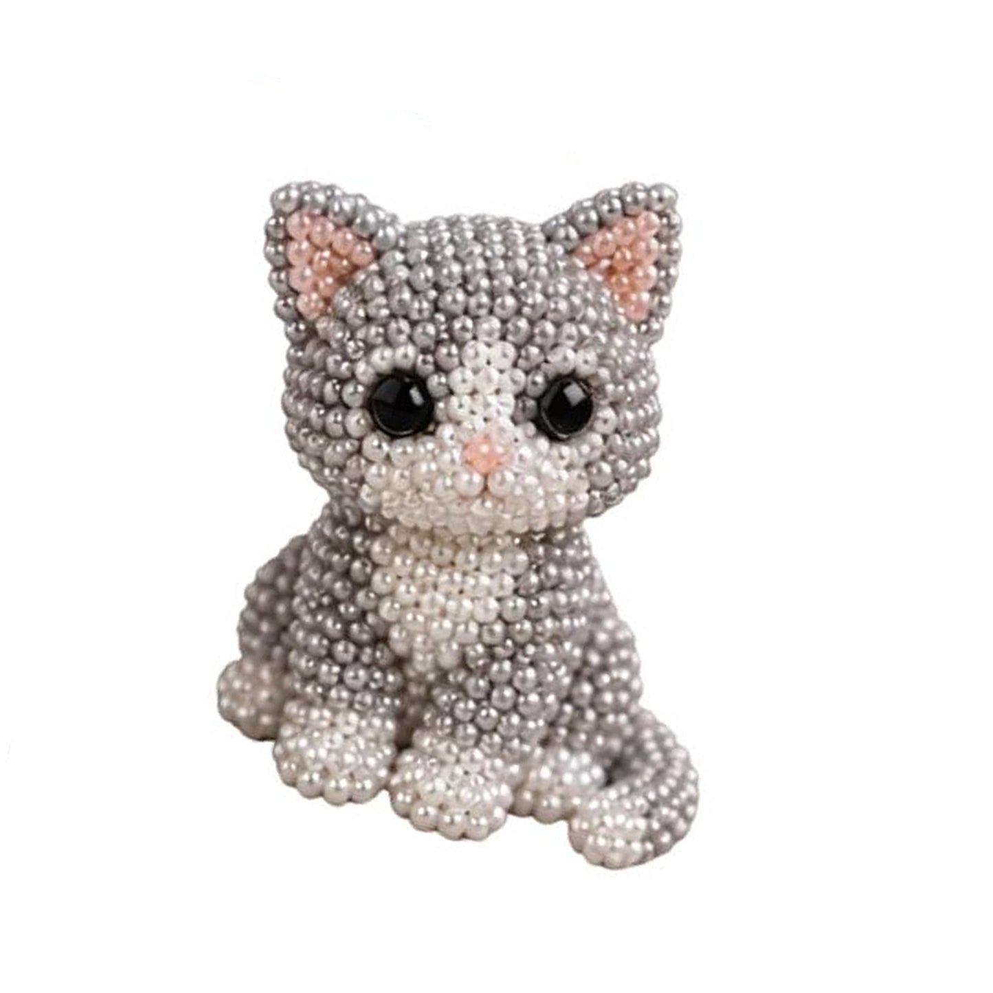 Cute 3D Animal Bead Craft Set with Colorful Beads & Instructions Animals Beadwork Crafts Kits Handmade Jewelry Art Beaded Kit for Beginners & Craft Enthusiasts (Cat)
