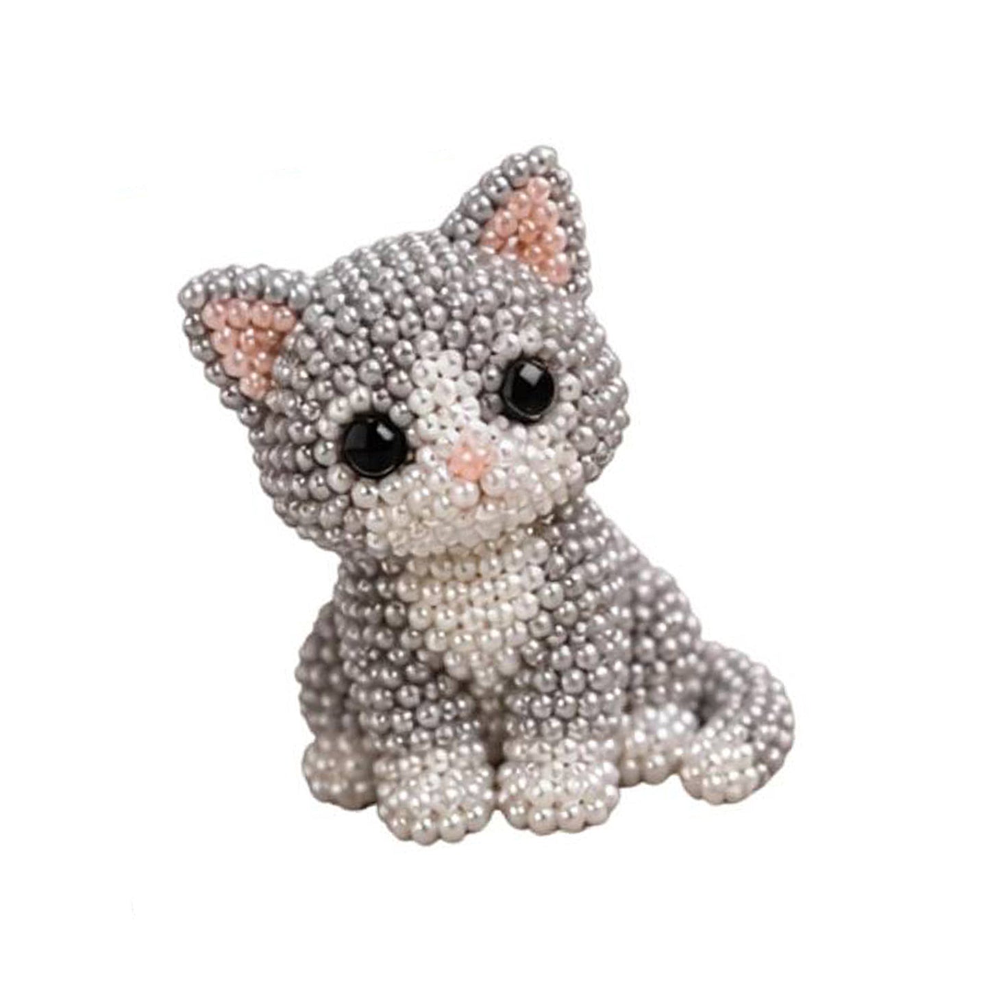 Cute 3D Animal Bead Craft Set with Colorful Beads & Instructions Animals Beadwork Crafts Kits Handmade Jewelry Art Beaded Kit for Beginners & Craft Enthusiasts (Cat)