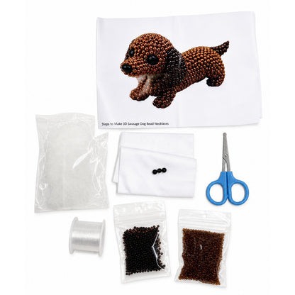 Cute 3D Animal Bead Craft Set with Colorful Beads & Instructions Animals Beadwork Crafts Kits Handmade Jewelry Art Beaded Kit for Beginners & Craft Enthusiasts (Dachshund)