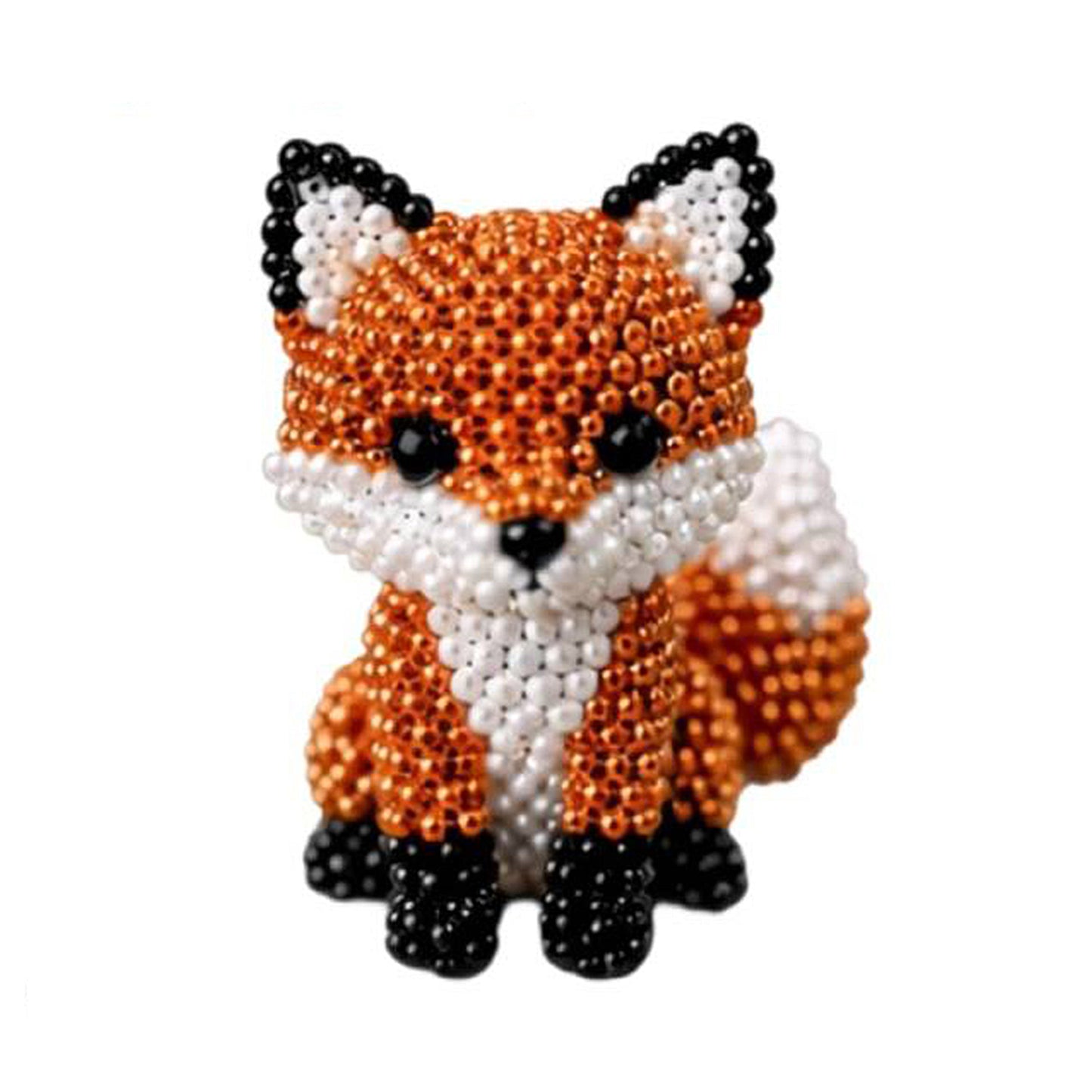 Cute 3D Animal Bead Craft Set with Colorful Beads & Instructions Animals Beadwork Crafts Kits Handmade Jewelry Art Beaded Kit for Beginners & Craft Enthusiasts (Fox)