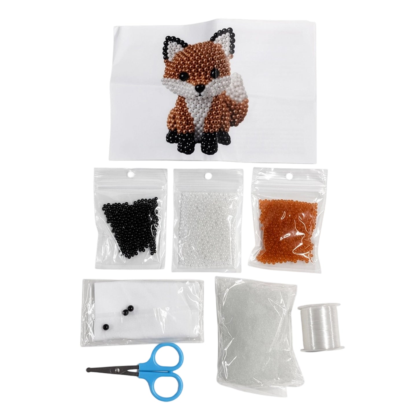 Cute 3D Animal Bead Craft Set with Colorful Beads & Instructions Animals Beadwork Crafts Kits Handmade Jewelry Art Beaded Kit for Beginners & Craft Enthusiasts (Fox)