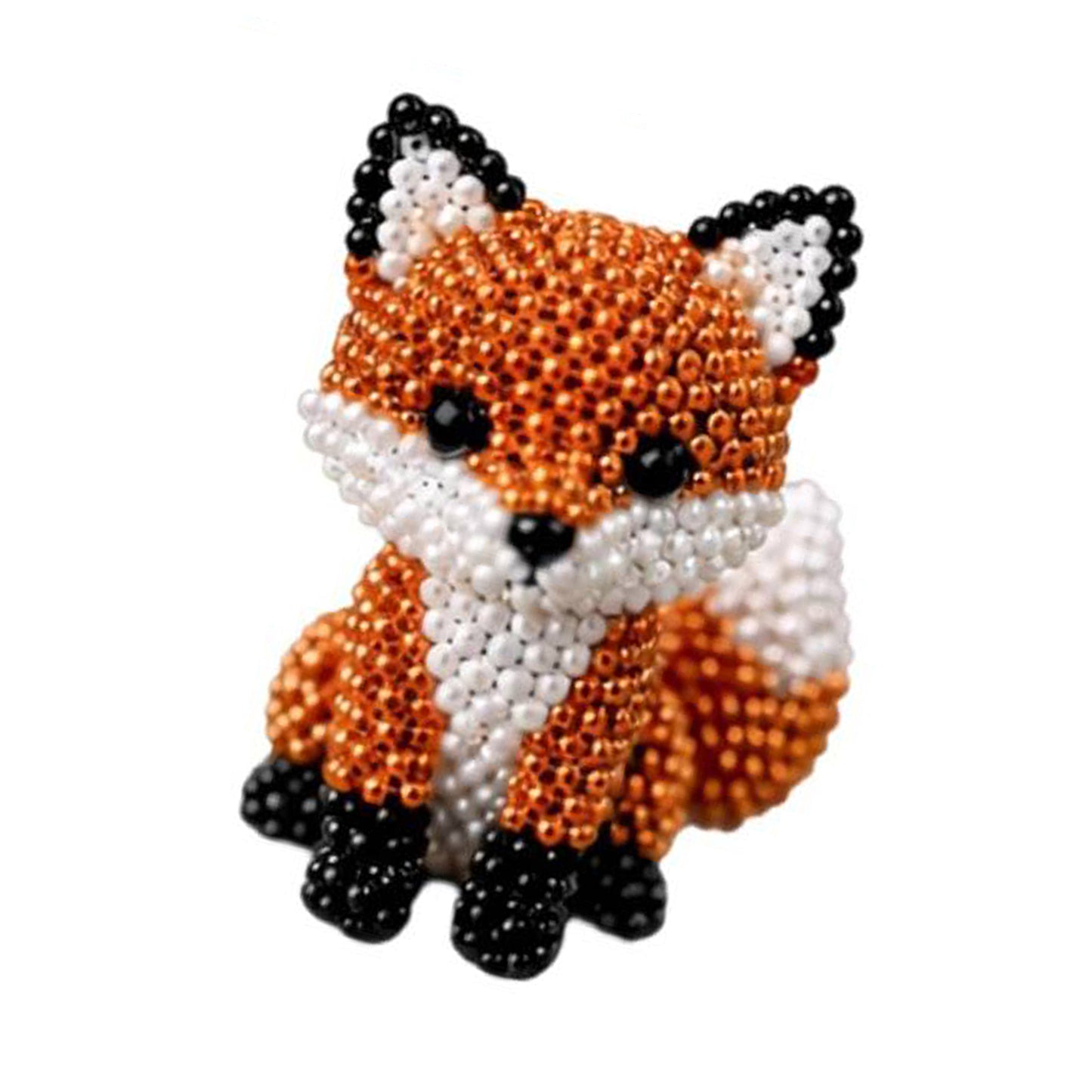 Cute 3D Animal Bead Craft Set with Colorful Beads & Instructions Animals Beadwork Crafts Kits Handmade Jewelry Art Beaded Kit for Beginners & Craft Enthusiasts (Fox)