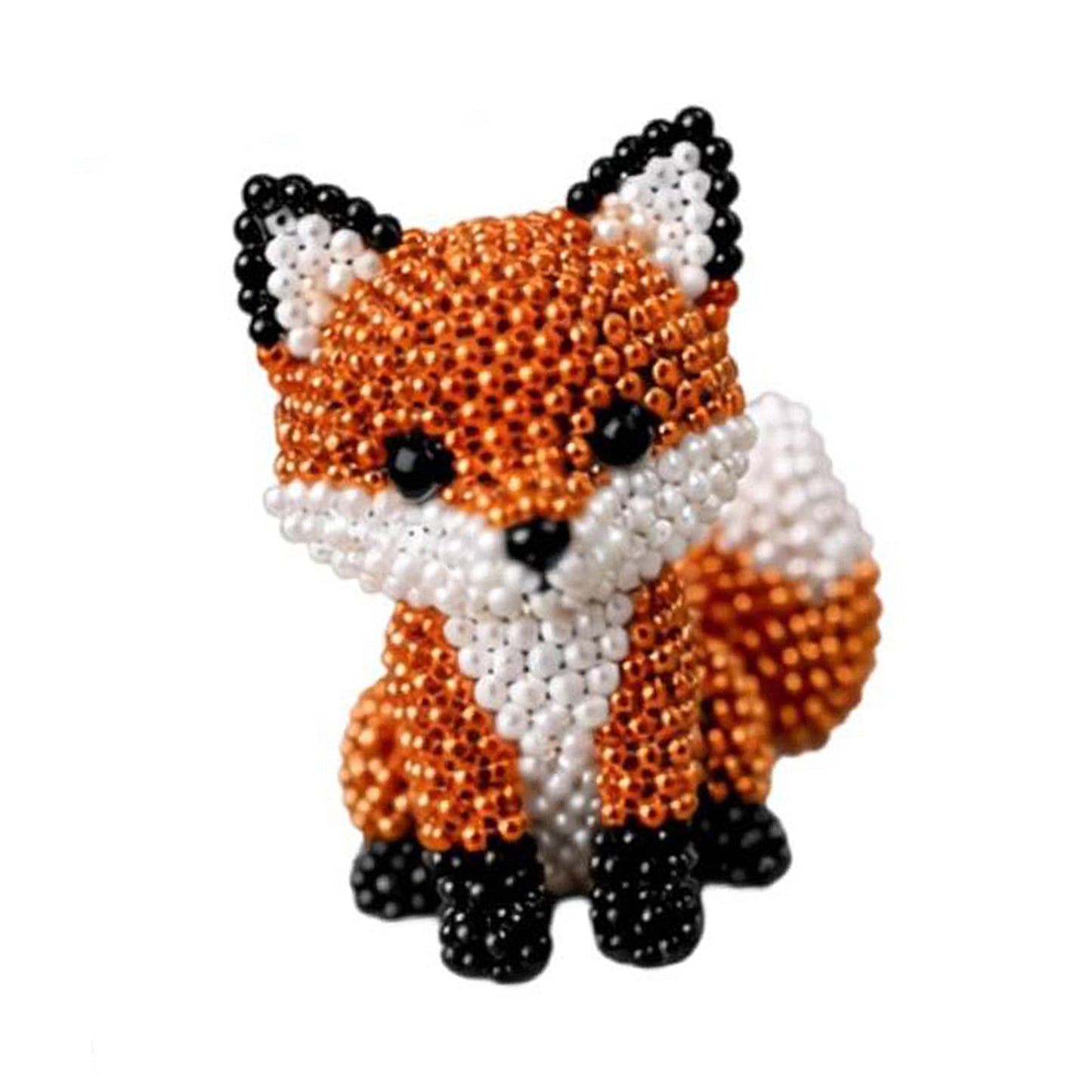 Cute 3D Animal Bead Craft Set with Colorful Beads & Instructions Animals Beadwork Crafts Kits Handmade Jewelry Art Beaded Kit for Beginners & Craft Enthusiasts (Fox)