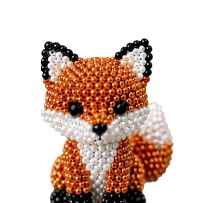 Cute 3D Animal Bead Craft Set with Colorful Beads & Instructions Animals Beadwork Crafts Kits Handmade Jewelry Art Beaded Kit for Beginners & Craft Enthusiasts (Fox)