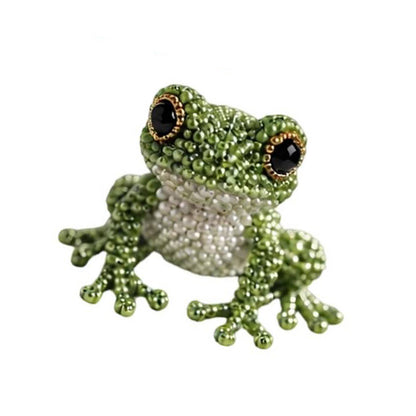 Cute 3D Animal Bead Craft Set with Colorful Beads & Instructions Animals Beadwork Crafts Kits Handmade Jewelry Art Beaded Kit for Beginners & Craft Enthusiasts (Frog)