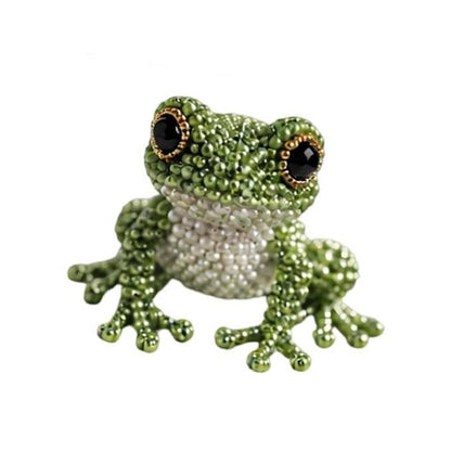 Cute 3D Animal Bead Craft Set with Colorful Beads & Instructions Animals Beadwork Crafts Kits Handmade Jewelry Art Beaded Kit for Beginners & Craft Enthusiasts (Frog)