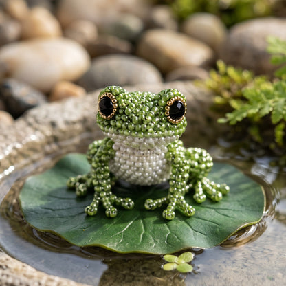 Cute 3D Animal Bead Craft Set with Colorful Beads & Instructions Animals Beadwork Crafts Kits Handmade Jewelry Art Beaded Kit for Beginners & Craft Enthusiasts (Frog)