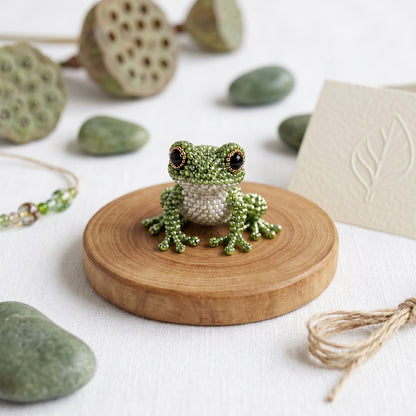 Cute 3D Animal Bead Craft Set with Colorful Beads & Instructions Animals Beadwork Crafts Kits Handmade Jewelry Art Beaded Kit for Beginners & Craft Enthusiasts (Frog)
