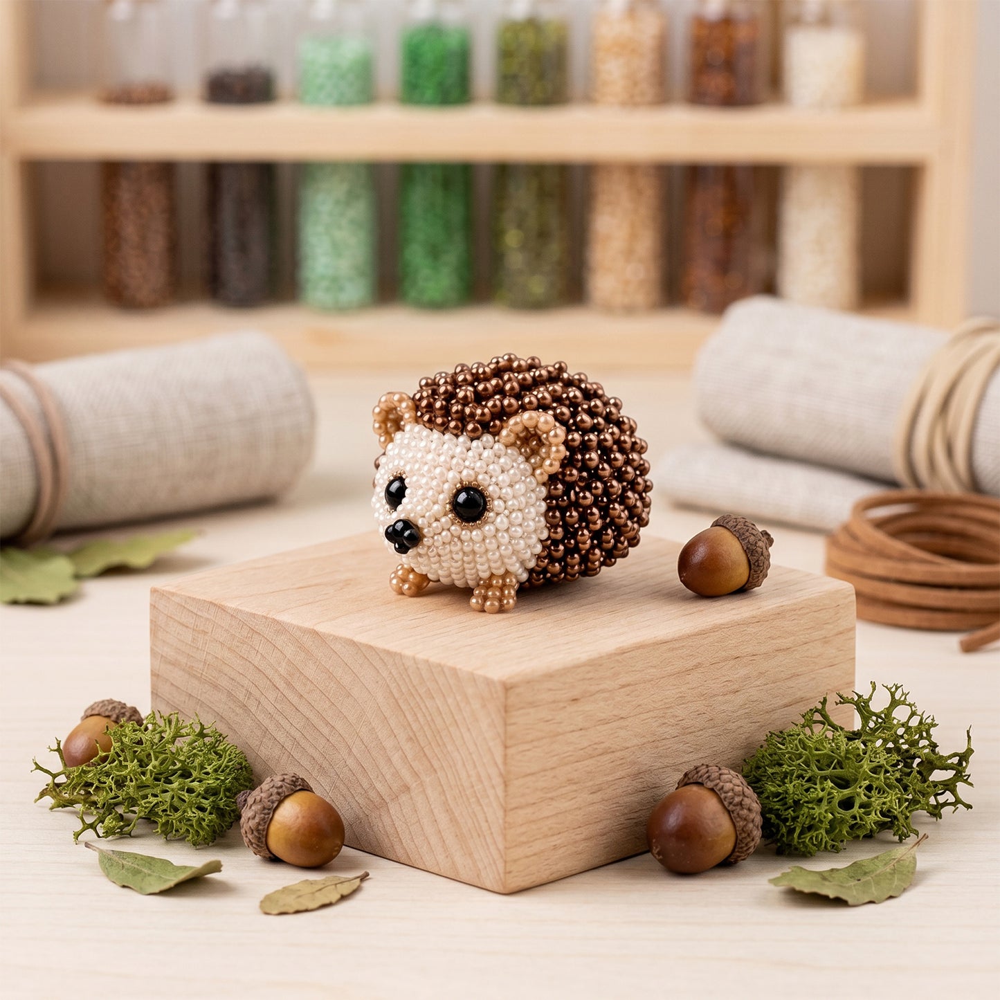 Cute 3D Animal Bead Craft Set with Colorful Beads & Instructions Animals Beadwork Crafts Kits Handmade Jewelry Art Beaded Kit for Beginners & Craft Enthusiasts (Hedgehog)