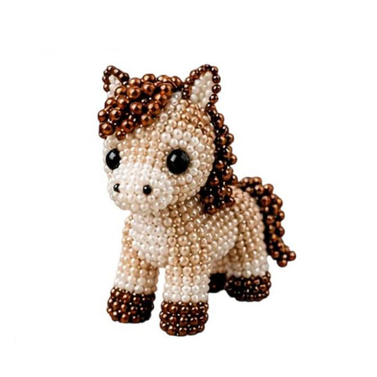 Cute 3D Animal Bead Craft Set with Colorful Beads & Instructions Animals Beadwork Crafts Kits Handmade Jewelry Art Beaded Kit for Beginners & Craft Enthusiasts (Pony)