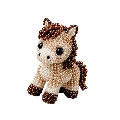 Cute 3D Animal Bead Craft Set with Colorful Beads & Instructions Animals Beadwork Crafts Kits Handmade Jewelry Art Beaded Kit for Beginners & Craft Enthusiasts (Pony)