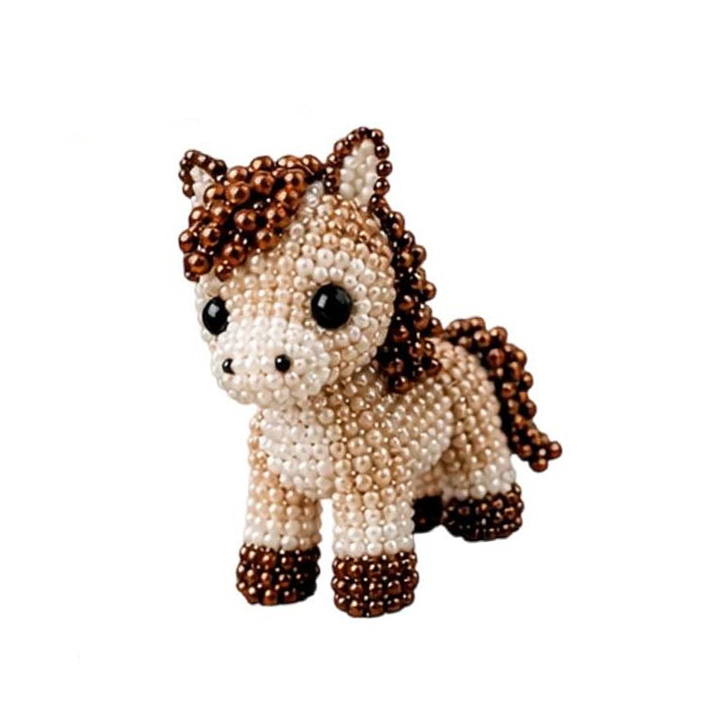 Cute 3D Animal Bead Craft Set with Colorful Beads & Instructions Animals Beadwork Crafts Kits Handmade Jewelry Art Beaded Kit for Beginners & Craft Enthusiasts (Pony)