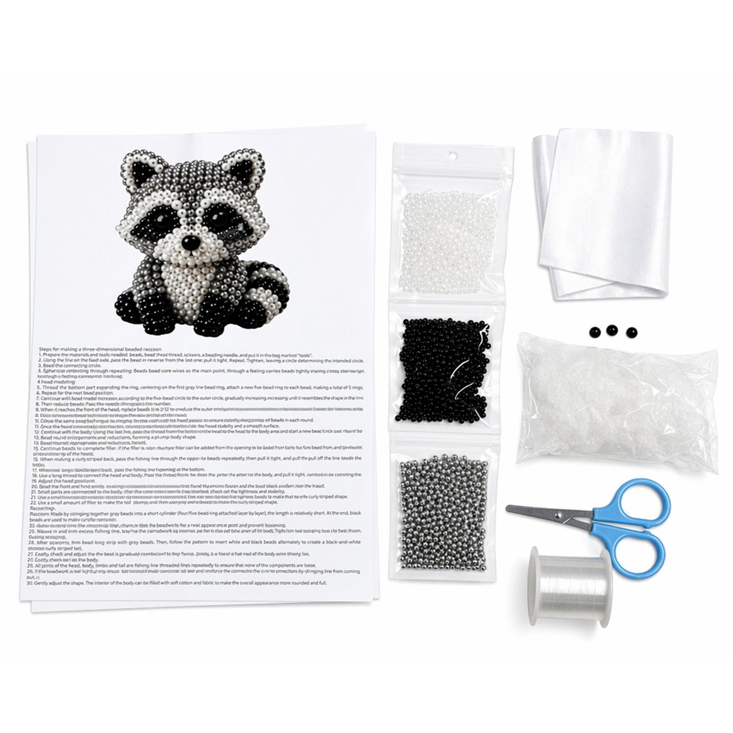 Cute 3D Animal Bead Craft Set with Colorful Beads & Instructions Animals Beadwork Crafts Kits Handmade Jewelry Art Beaded Kit for Beginners & Craft Enthusiasts (Panda)