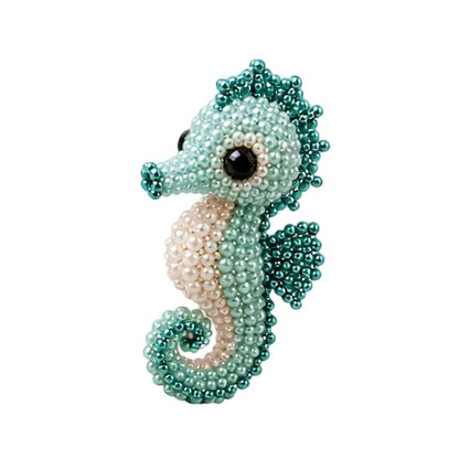 Cute 3D Animal Bead Craft Set with Colorful Beads & Instructions Animals Beadwork Crafts Kits Handmade Jewelry Art Beaded Kit for Beginners & Craft Enthusiasts (Seahorse)