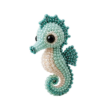Cute 3D Animal Bead Craft Set with Colorful Beads & Instructions Animals Beadwork Crafts Kits Handmade Jewelry Art Beaded Kit for Beginners & Craft Enthusiasts (Seahorse)