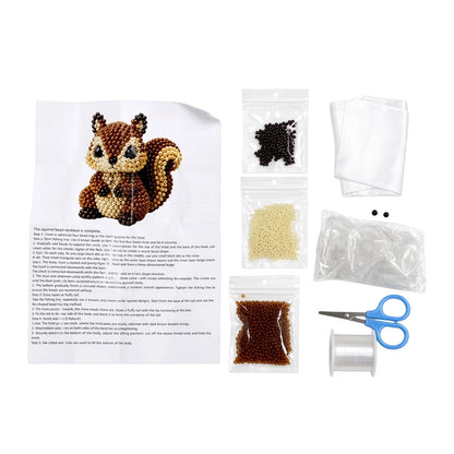 Cute 3D Animal Bead Craft Set with Colorful Beads & Instructions Animals Beadwork Crafts Kits Handmade Jewelry Art Beaded Kit for Beginners & Craft Enthusiasts (Squirrel)