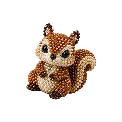 Cute 3D Animal Bead Craft Set with Colorful Beads & Instructions Animals Beadwork Crafts Kits Handmade Jewelry Art Beaded Kit for Beginners & Craft Enthusiasts (Squirrel)