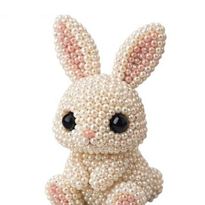 Cute 3D Animal Bead Craft Set with Colorful Beads & Instructions Animals Beadwork Crafts Kits Handmade Jewelry Art Beaded Kit for Beginners & Craft Enthusiasts (Rabbit)