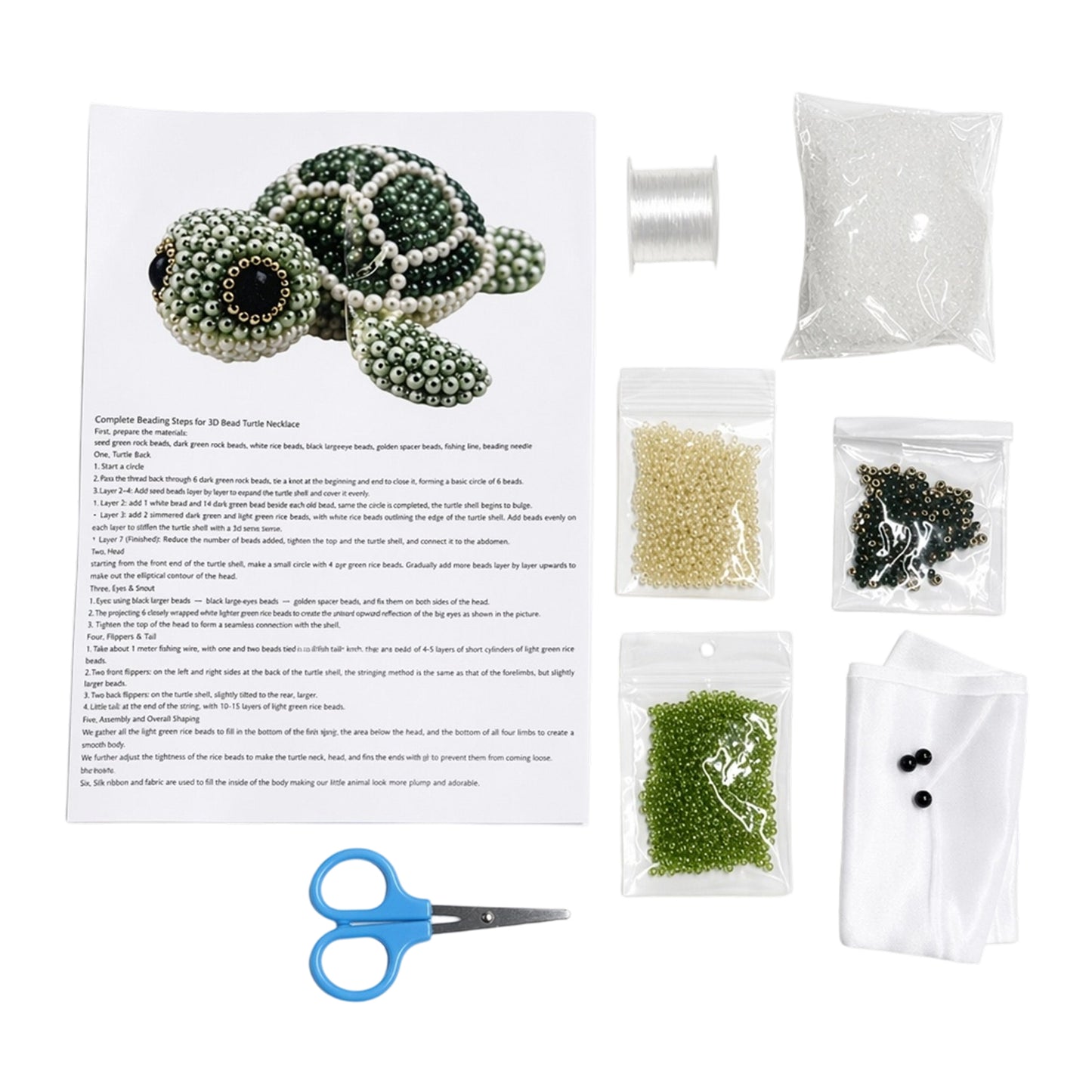 Cute 3D Animal Bead Craft Set with Colorful Beads & Instructions Animals Beadwork Crafts Kits Handmade Jewelry Art Beaded Kit for Beginners & Craft Enthusiasts (Turtle)