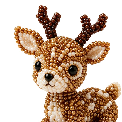 Cute 3D Animal Bead Craft Set with Colorful Beads & Instructions Animals Beadwork Crafts Kits Handmade Jewelry Art Beaded Kit for Beginners & Craft Enthusiasts (Elk)
