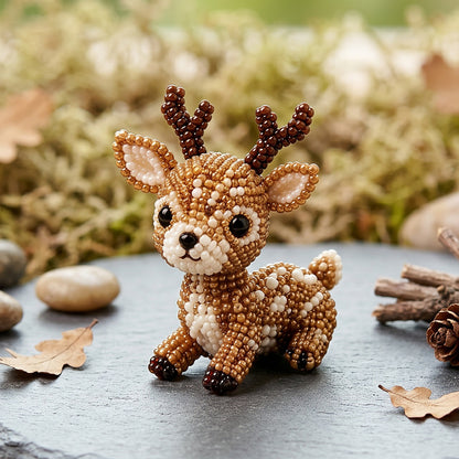 Cute 3D Animal Bead Craft Set with Colorful Beads & Instructions Animals Beadwork Crafts Kits Handmade Jewelry Art Beaded Kit for Beginners & Craft Enthusiasts (Elk)