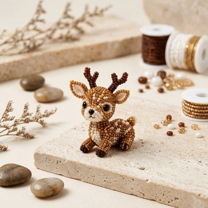 Cute 3D Animal Bead Craft Set with Colorful Beads & Instructions Animals Beadwork Crafts Kits Handmade Jewelry Art Beaded Kit for Beginners & Craft Enthusiasts (Elk)