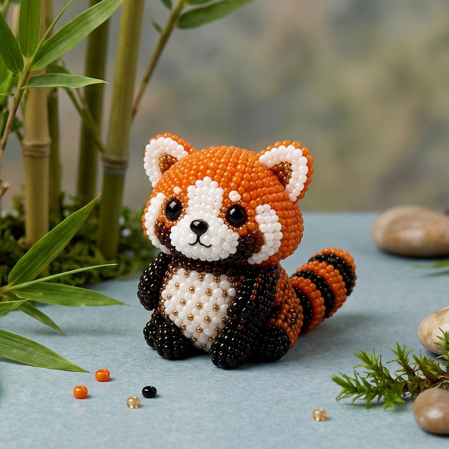 Cute 3D Animal Bead Craft Set with Colorful Beads & Instructions Animals Beadwork Crafts Kits Handmade Jewelry Art Beaded Kit for Beginners & Craft Enthusiasts (Raccoon)