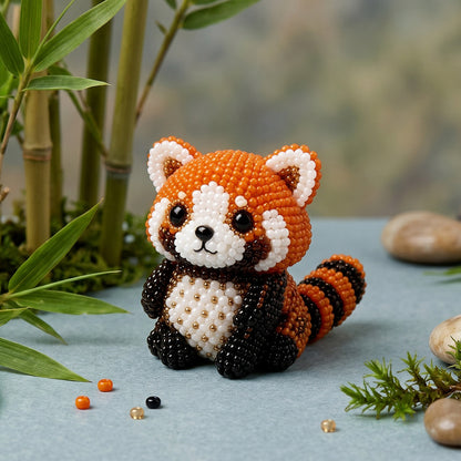 Cute 3D Animal Bead Craft Set with Colorful Beads & Instructions Animals Beadwork Crafts Kits Handmade Jewelry Art Beaded Kit for Beginners & Craft Enthusiasts (Raccoon)