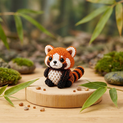 Cute 3D Animal Bead Craft Set with Colorful Beads & Instructions Animals Beadwork Crafts Kits Handmade Jewelry Art Beaded Kit for Beginners & Craft Enthusiasts (Raccoon)
