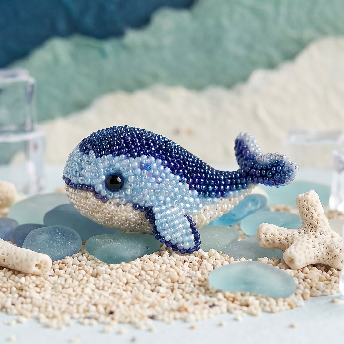 Cute 3D Animal Bead Craft Set with Colorful Beads & Instructions Animals Beadwork Crafts Kits Handmade Jewelry Art Beaded Kit for Beginners & Craft Enthusiasts (Dolphin)