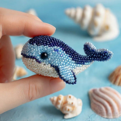 Cute 3D Animal Bead Craft Set with Colorful Beads & Instructions Animals Beadwork Crafts Kits Handmade Jewelry Art Beaded Kit for Beginners & Craft Enthusiasts (Dolphin)