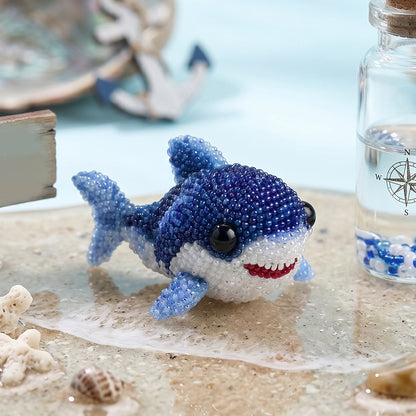 Cute 3D Animal Bead Craft Set with Colorful Beads & Instructions Animals Beadwork Crafts Kits Handmade Jewelry Art Beaded Kit for Beginners & Craft Enthusiasts (Shark)