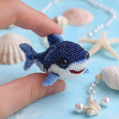 Cute 3D Animal Bead Craft Set with Colorful Beads & Instructions Animals Beadwork Crafts Kits Handmade Jewelry Art Beaded Kit for Beginners & Craft Enthusiasts (Shark)