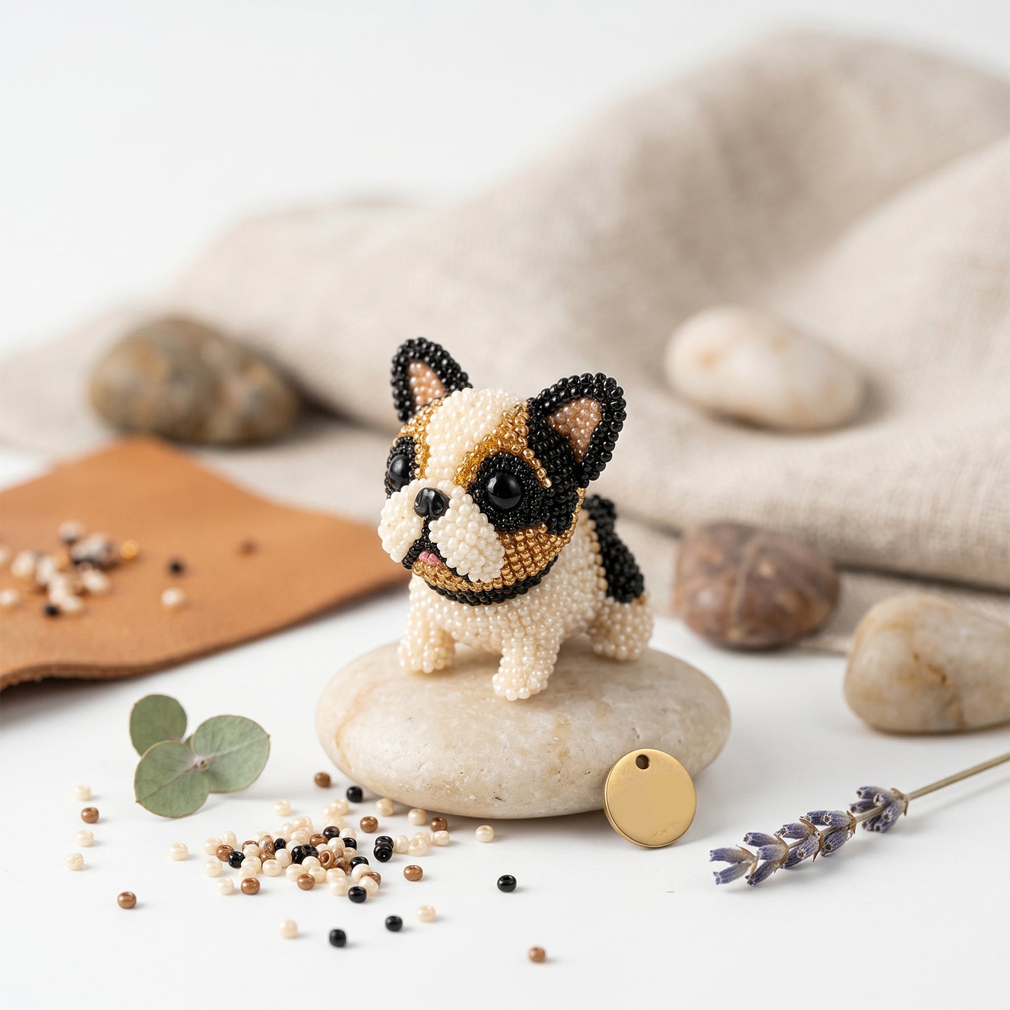 Cute 3D Animal Bead Craft Set with Colorful Beads & Instructions Animals Beadwork Crafts Kits Handmade Jewelry Art Beaded Kit for Beginners & Craft Enthusiasts (Puppy 1)