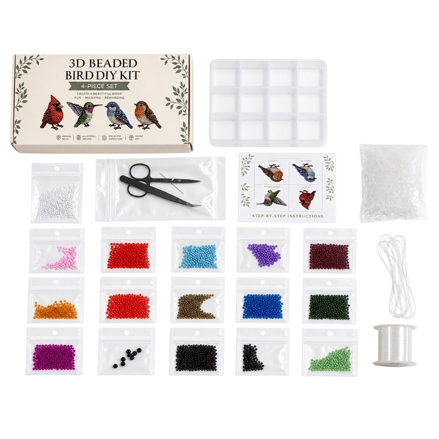 Cute 3D Animal Bead Craft Set with Colorful Beads & Instructions Animals Beadwork Crafts Kits Handmade Jewelry Art Beaded Kit for Beginners & Craft Enthusiasts (Set-A)