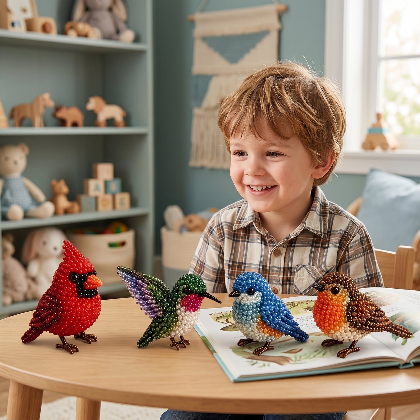 Cute 3D Animal Bead Craft Set with Colorful Beads & Instructions Animals Beadwork Crafts Kits Handmade Jewelry Art Beaded Kit for Beginners & Craft Enthusiasts (Set-A)
